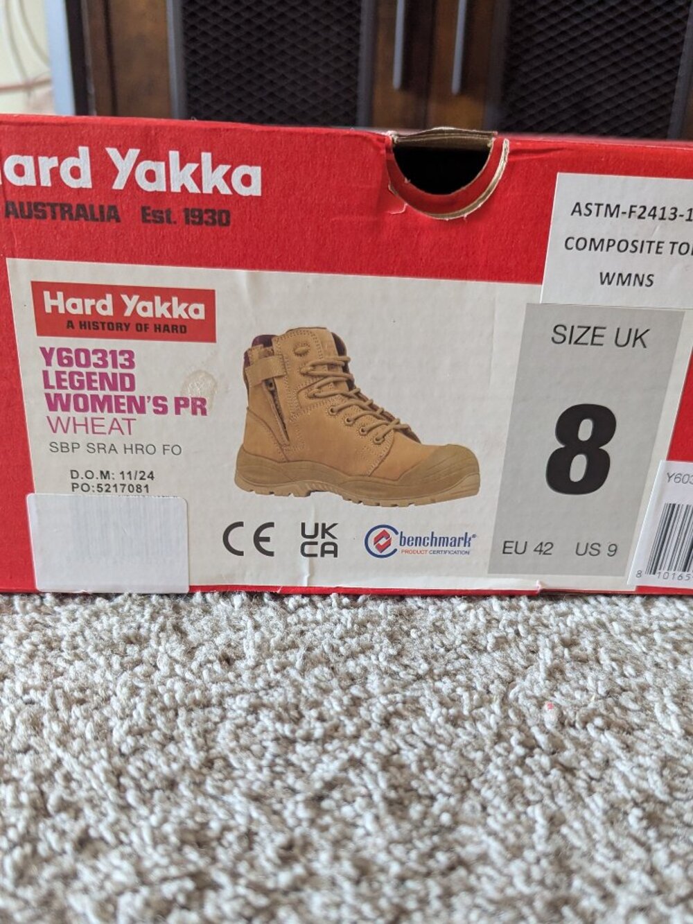 Yakka Legend Women’s Composite Toe Work Boots Wheat - WIDE WIDTH Size US 9 /UK 8